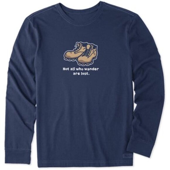 Life Is Good - Mens Wander Boots Long Sleeve Vintage Crusher T-Shirt, size small - Picture 1 of 4